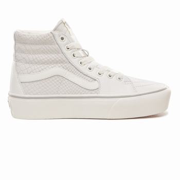 Vans Leather Sk8-Hi Platform 2.0 - Naisten Korkeavartiset tennarit - Käärmeennahka/Valkoinen